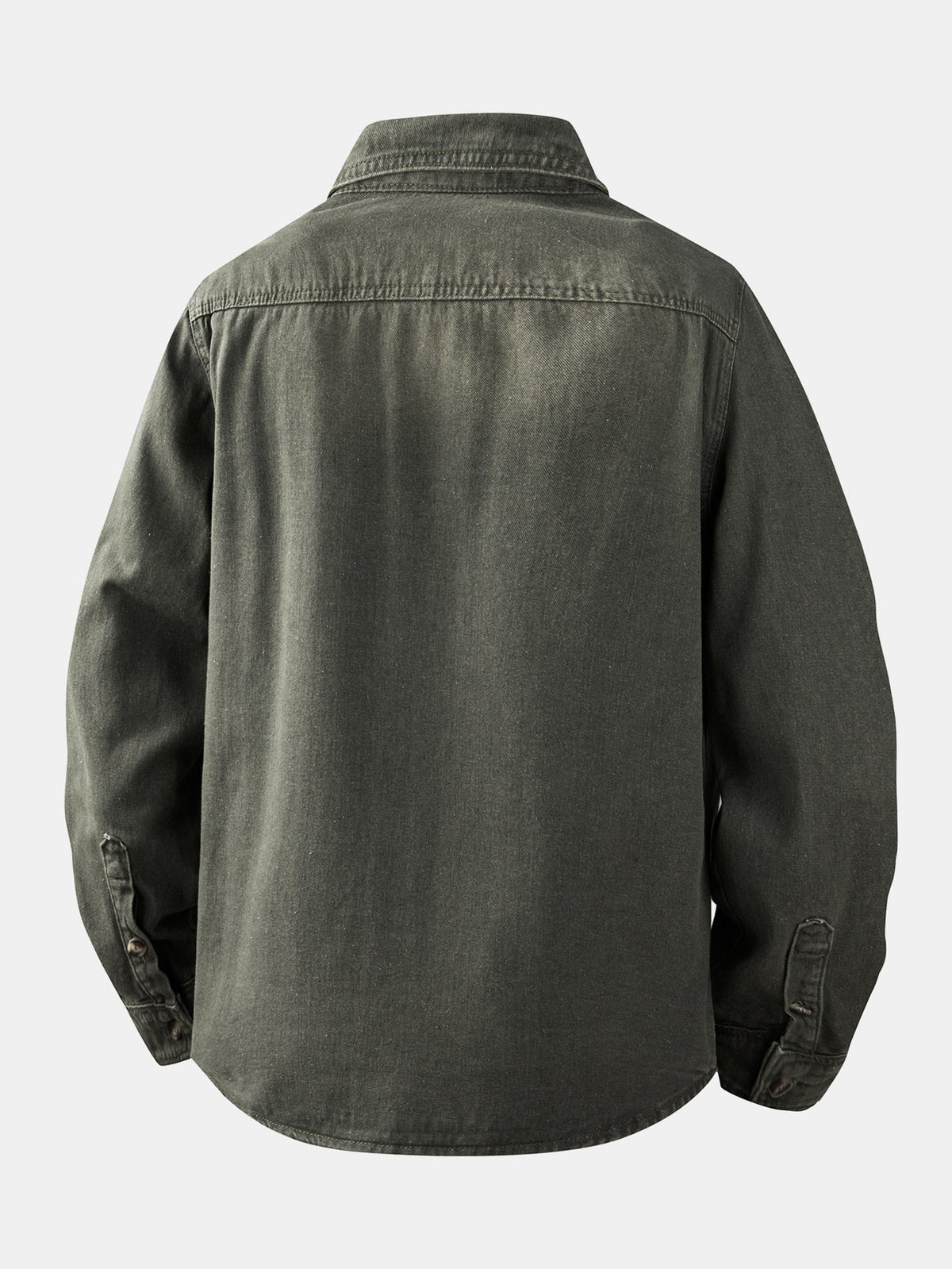 Sobrecamisa utilitária de sarja jeans vintage com lavagem desgastada