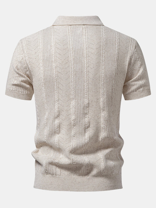 Textured Linen Knit Polo
