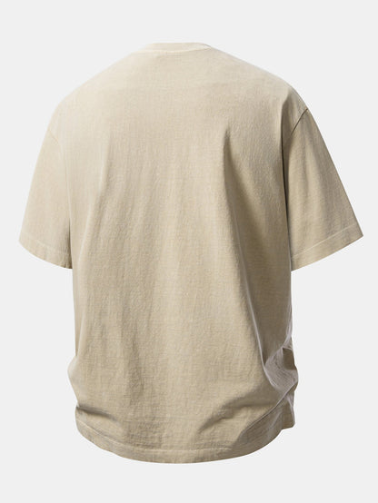 Camiseta Pesada com Ombro Caído e Efeito Lavado & Shorts com Cordão e Efeito Desgastado Lavado
