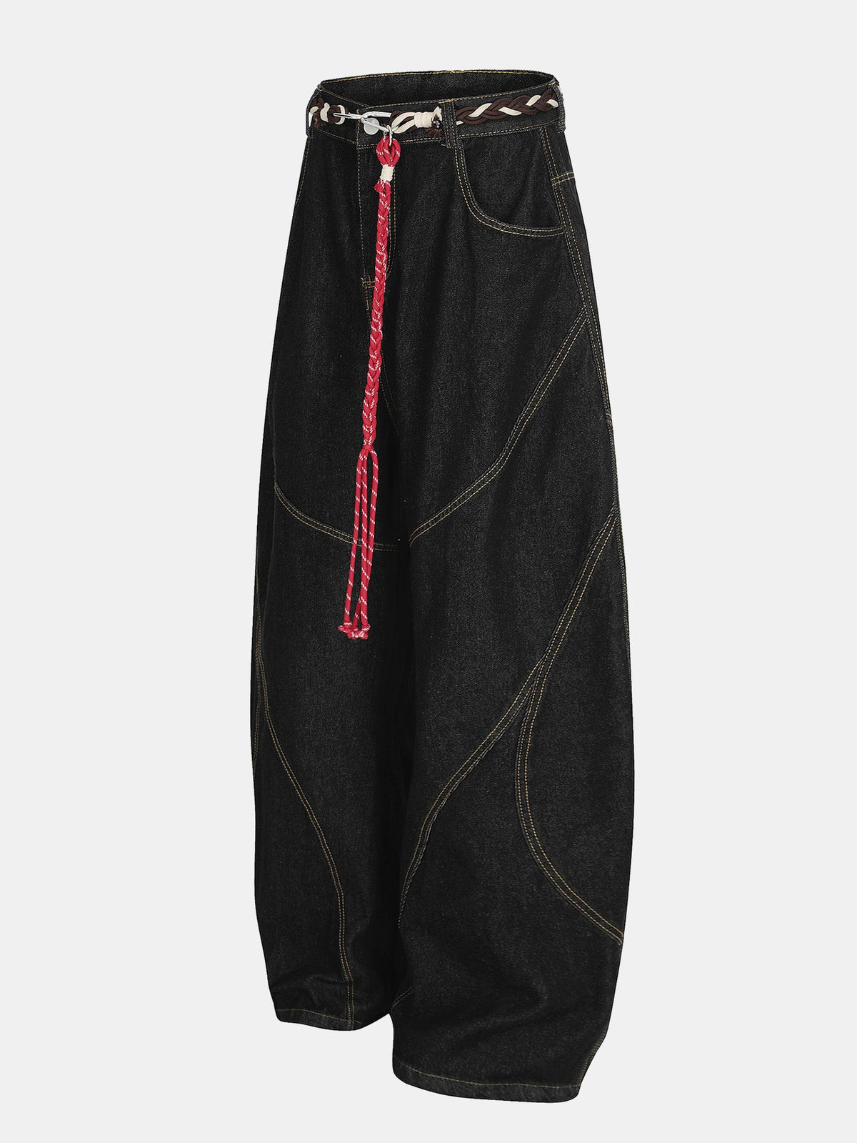 Calça Jeans Larga com Efeito Desgastado Lavada