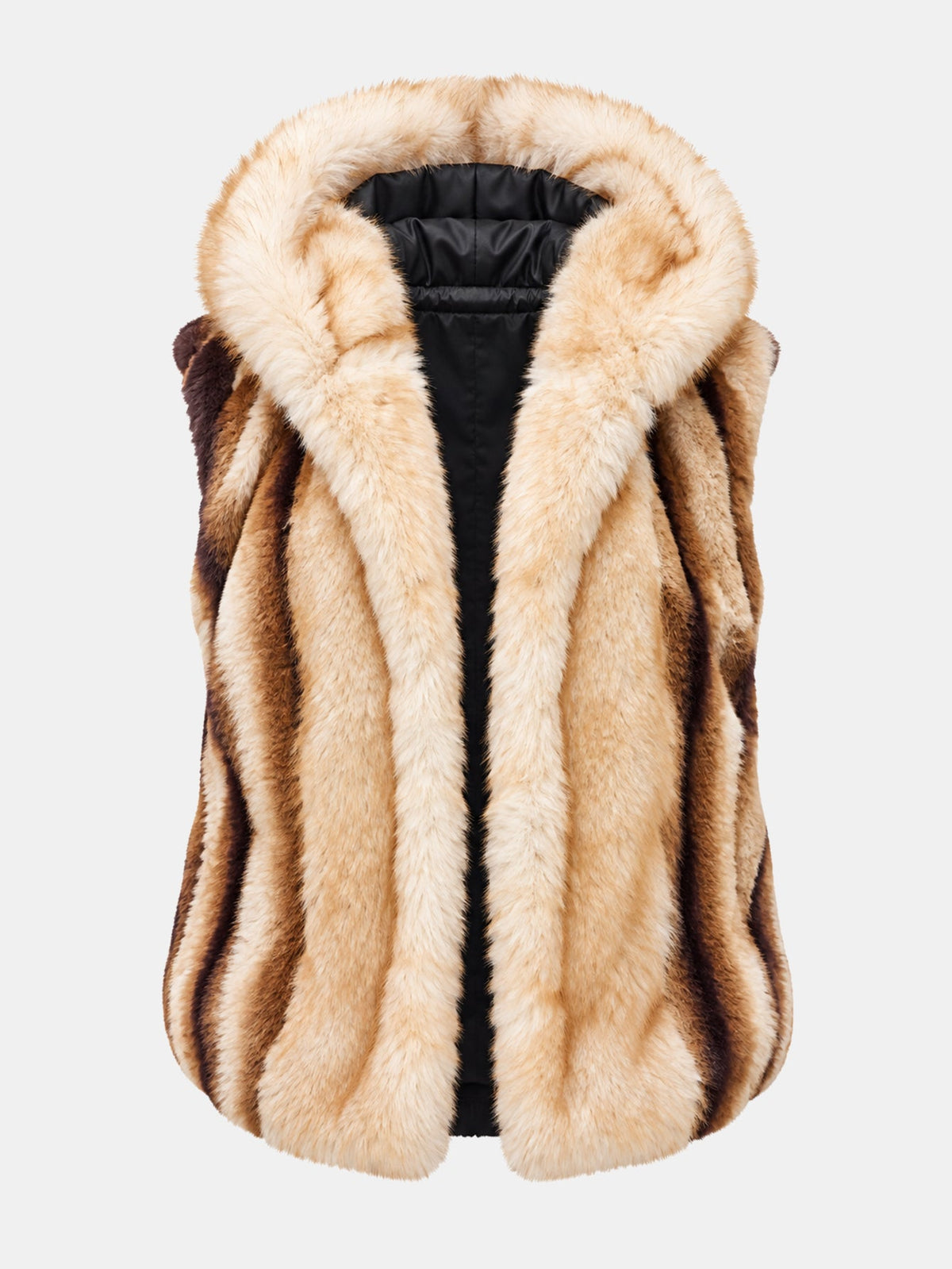Panelled Faux Fur Hooded Gilet