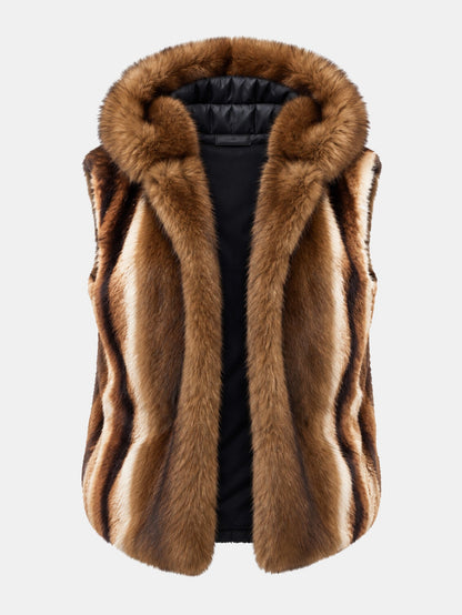 Panelled Faux Fur Hooded Gilet