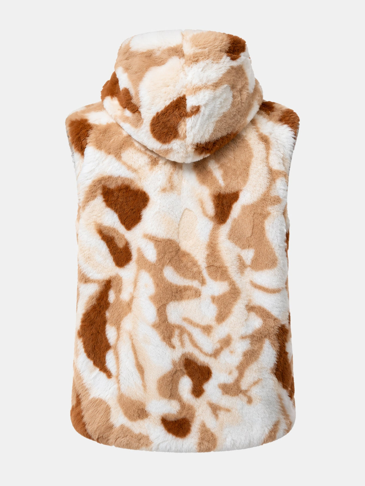 Camo Faux Fur Hooded Gilet