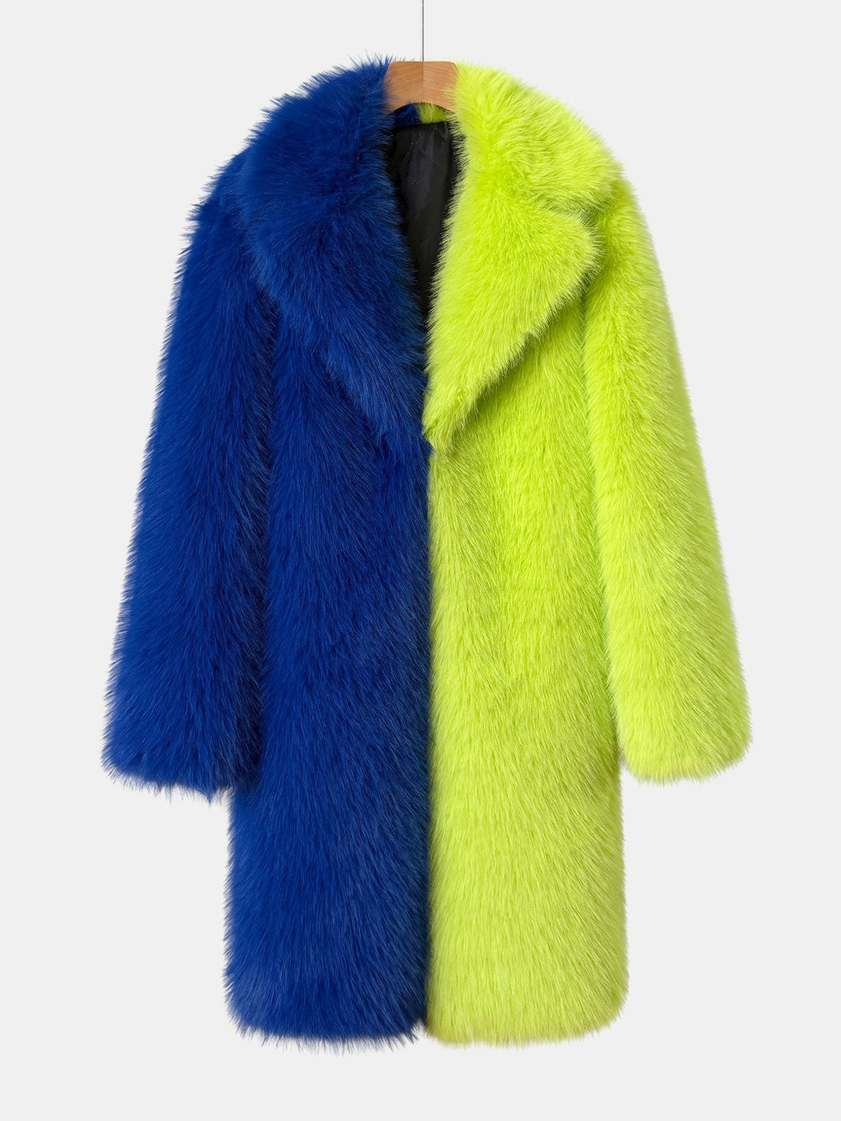 Two-Tone Faux Fur Longline Coat