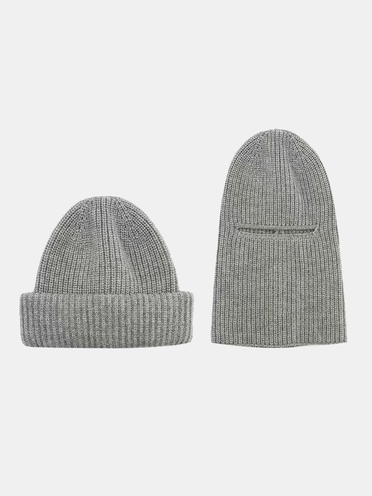 2-in-1 Convertible Ribbed Knit Balaclava Beanie