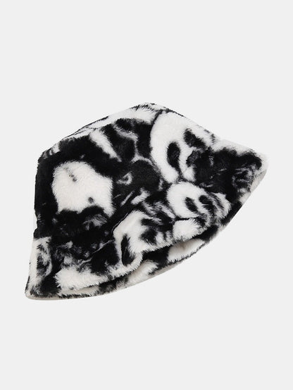 Panda Print Faux Fur Winter Bucket Hat