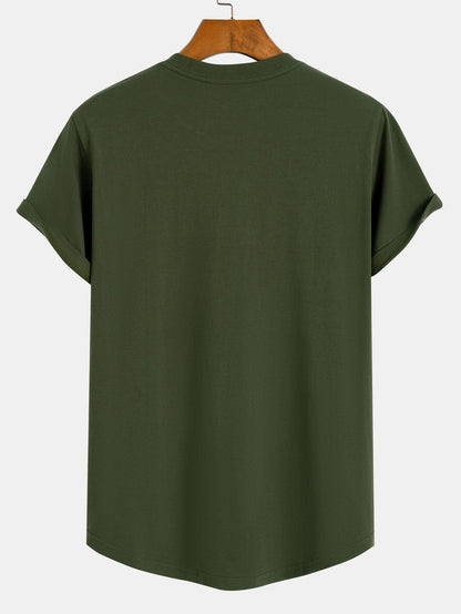 Camiseta de Algodão com Estampa Identity e Barra Curvada