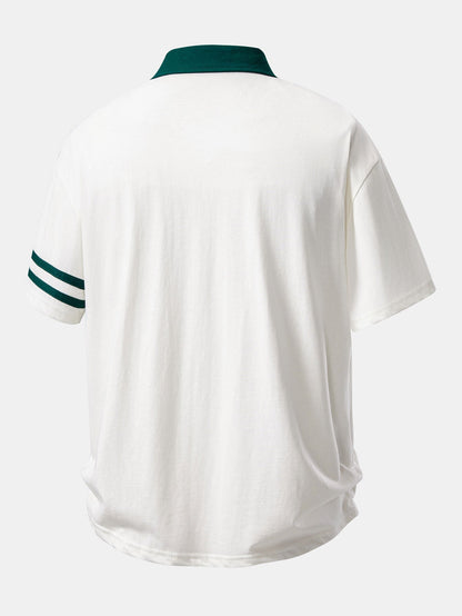 Camisa Polo com Gola Contrastante e Estampa Milano & Shorts de Algodão com Cordão de 7"