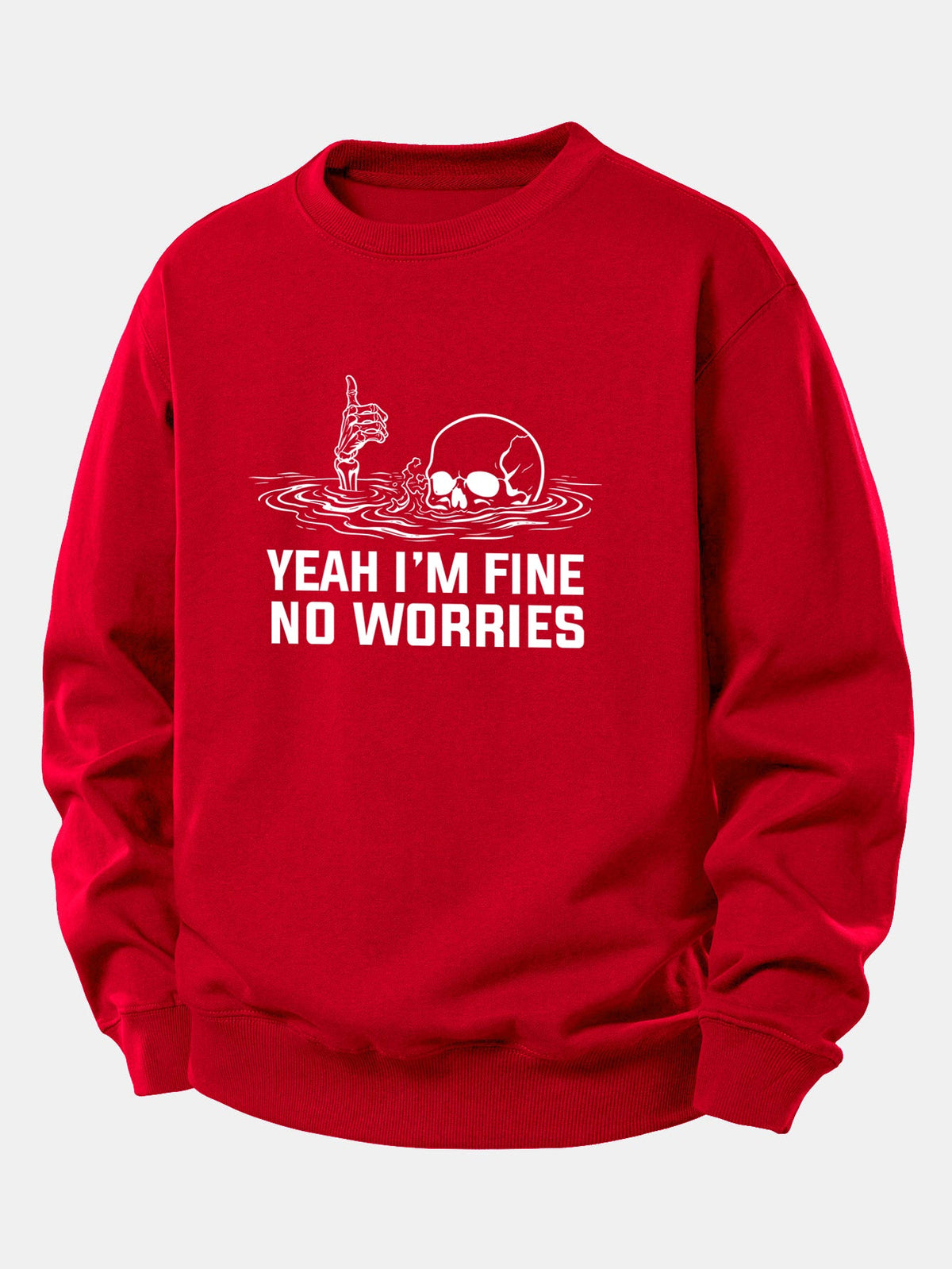 "Yes, I'm Fine" Skeleton Print Relaxed Sweatshirt