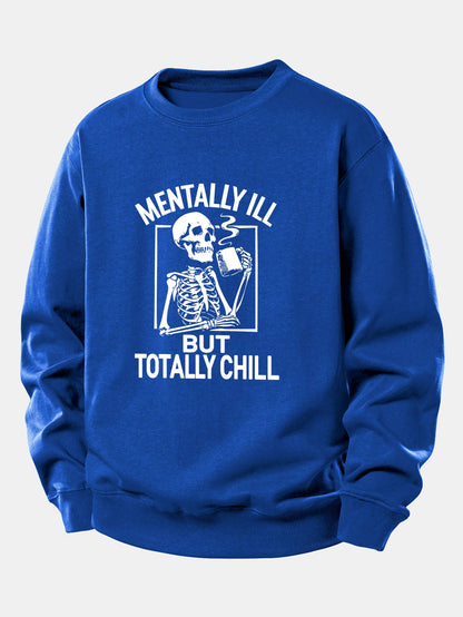 Coffee Skeleton Print Relaxed Sweatshirt