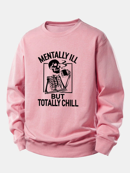 Coffee Skeleton Print Relaxed Sweatshirt