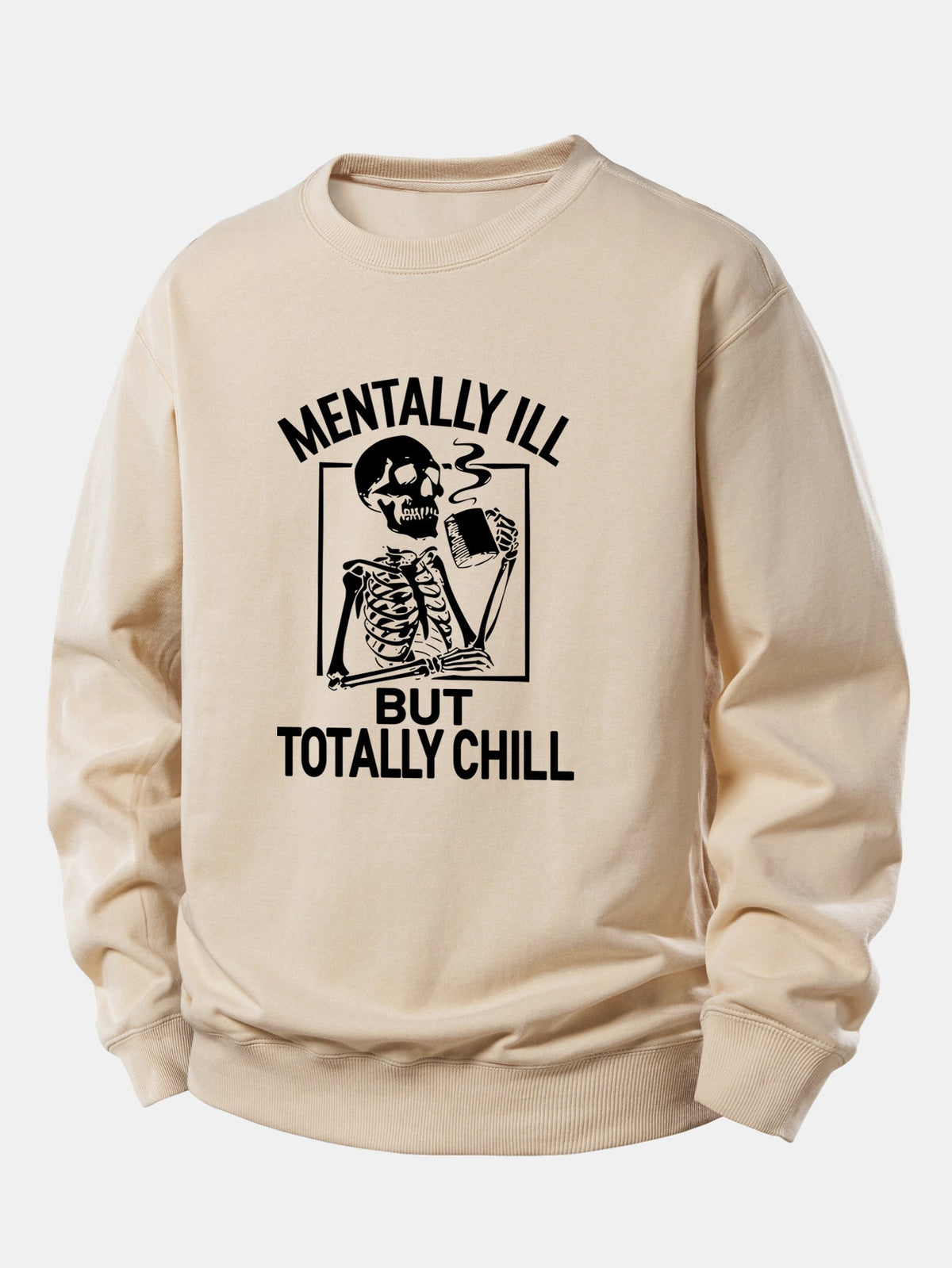 Coffee Skeleton Print Relaxed Sweatshirt