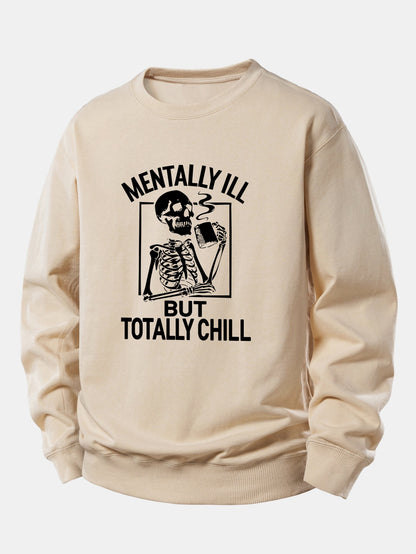 Coffee Skeleton Print Relaxed Sweatshirt