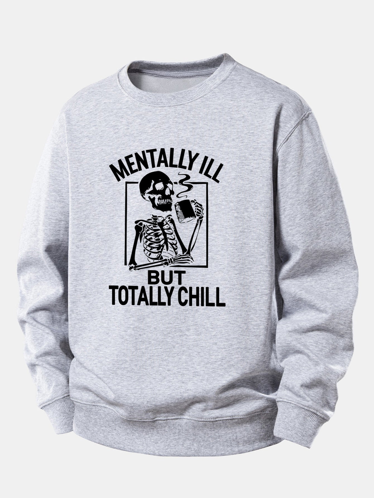 Coffee Skeleton Print Relaxed Sweatshirt