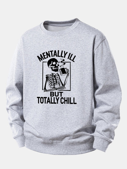 Coffee Skeleton Print Relaxed Sweatshirt