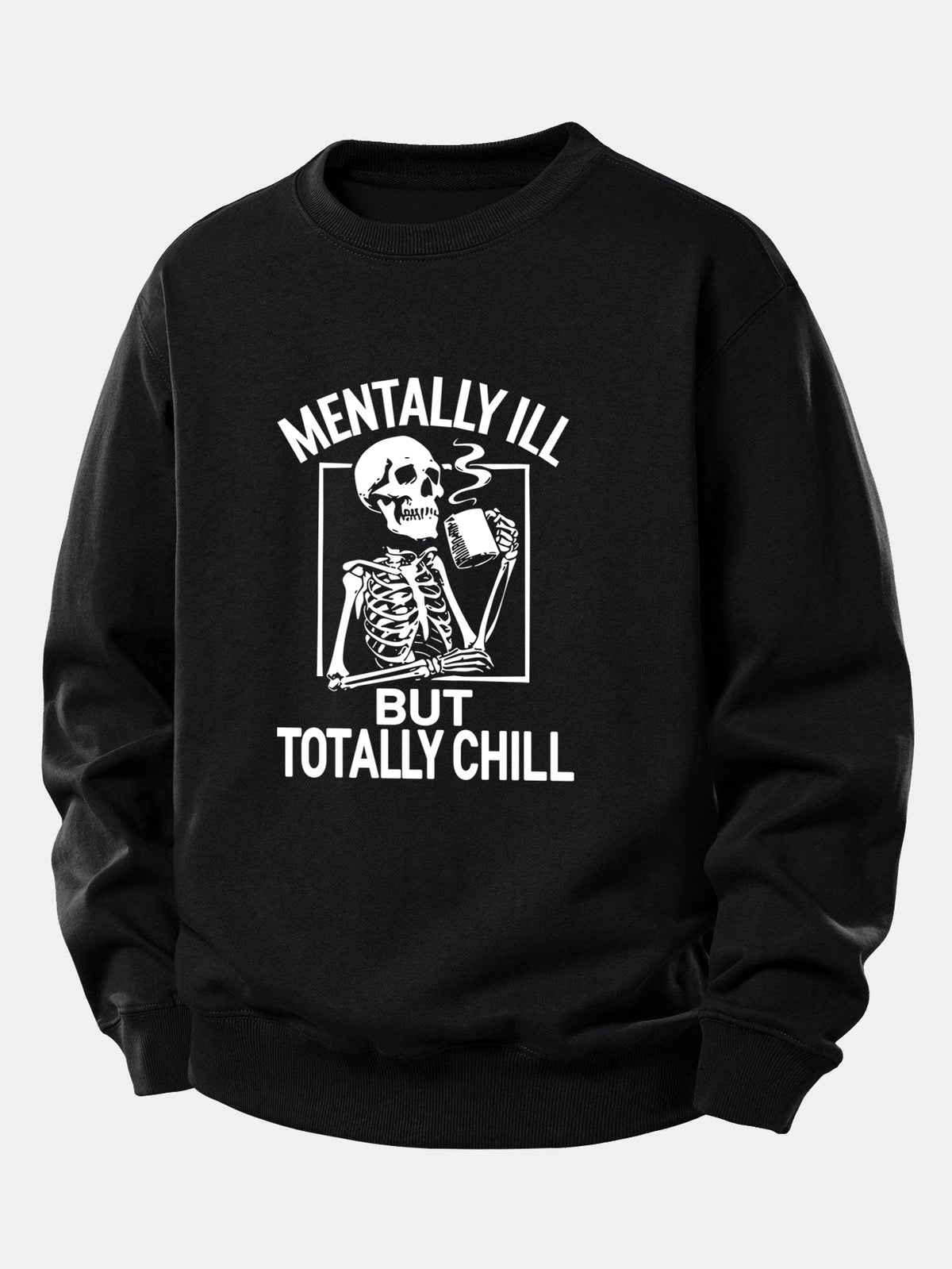 Coffee Skeleton Print Relaxed Sweatshirt