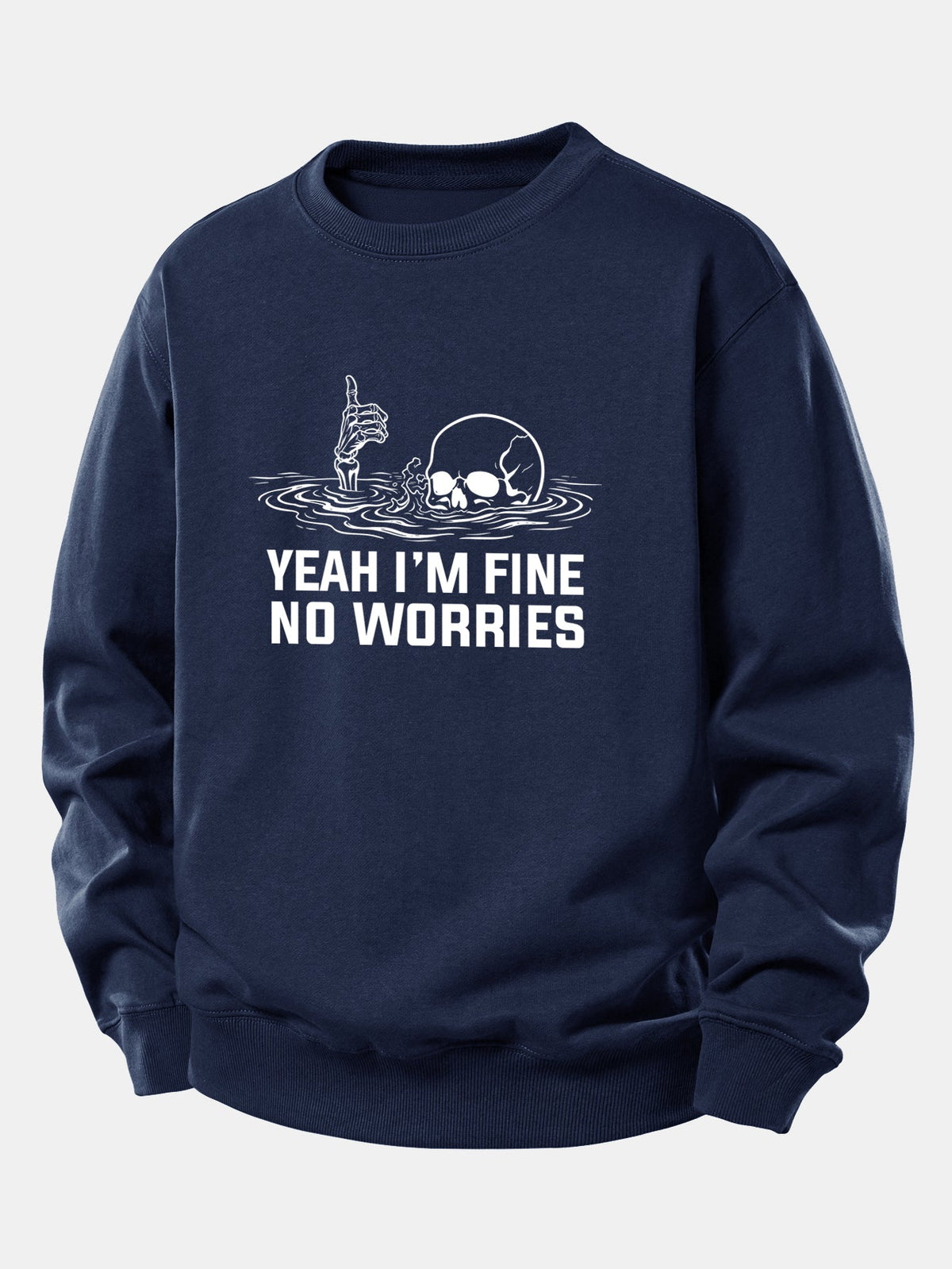 "Yes, I'm Fine" Skeleton Print Relaxed Sweatshirt