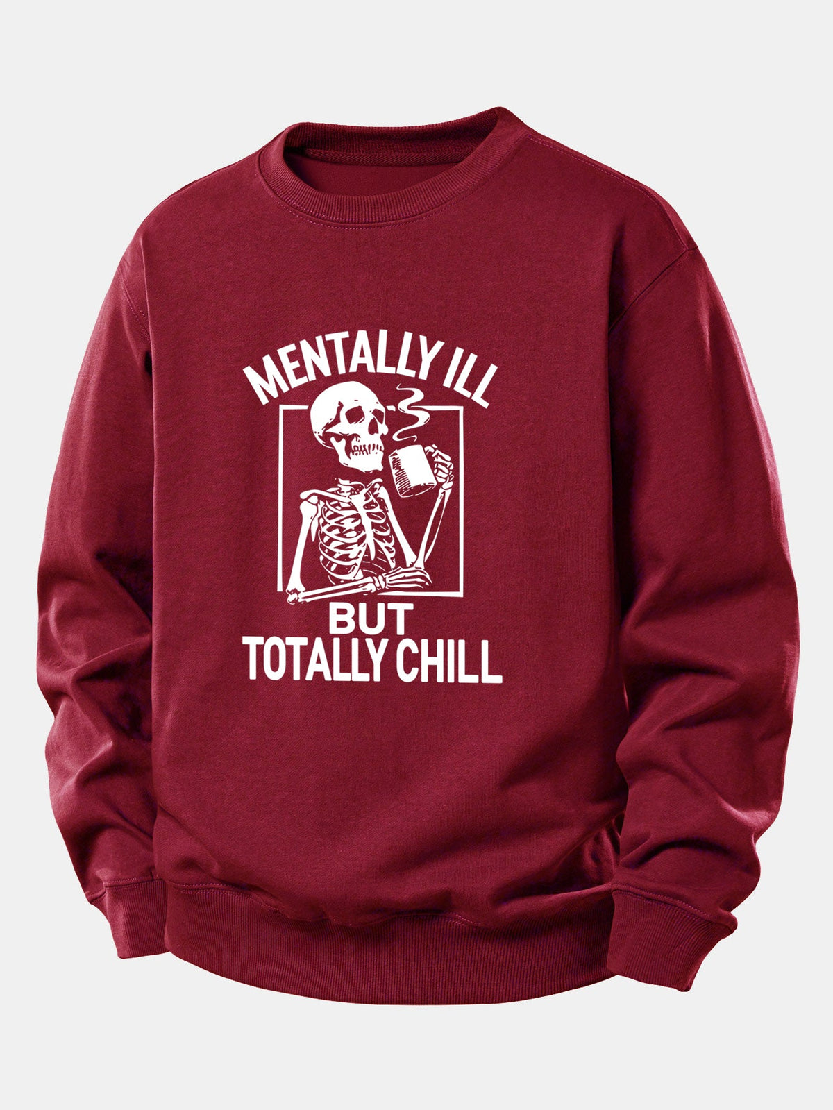 Coffee Skeleton Print Relaxed Sweatshirt