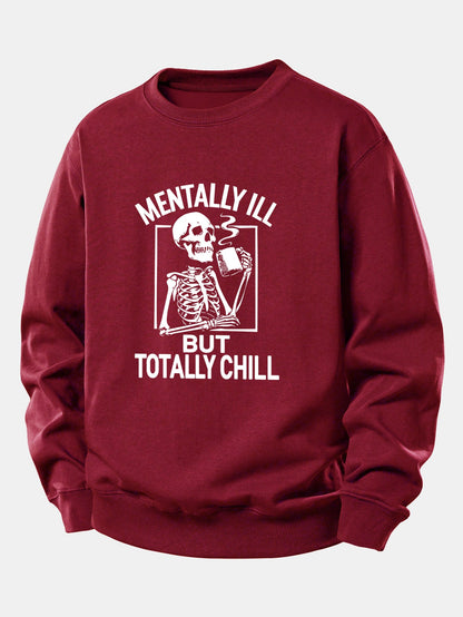 Coffee Skeleton Print Relaxed Sweatshirt