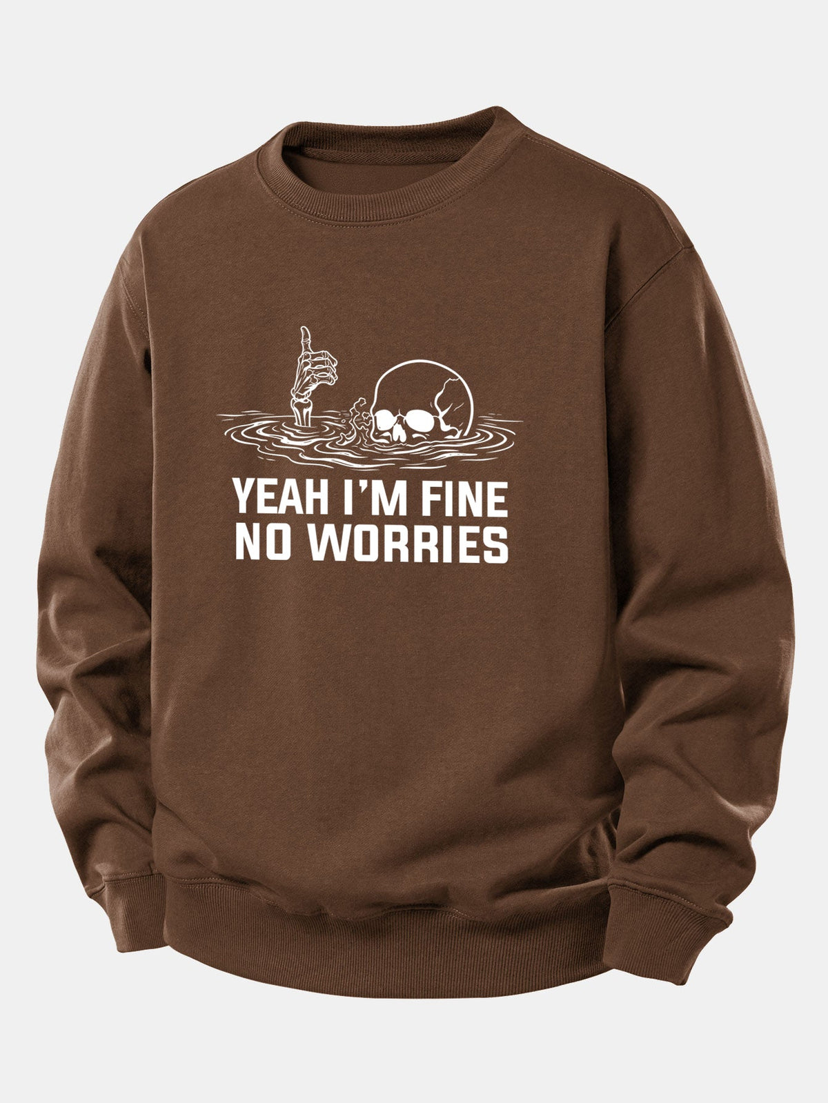 "Yes, I'm Fine" Skeleton Print Relaxed Sweatshirt