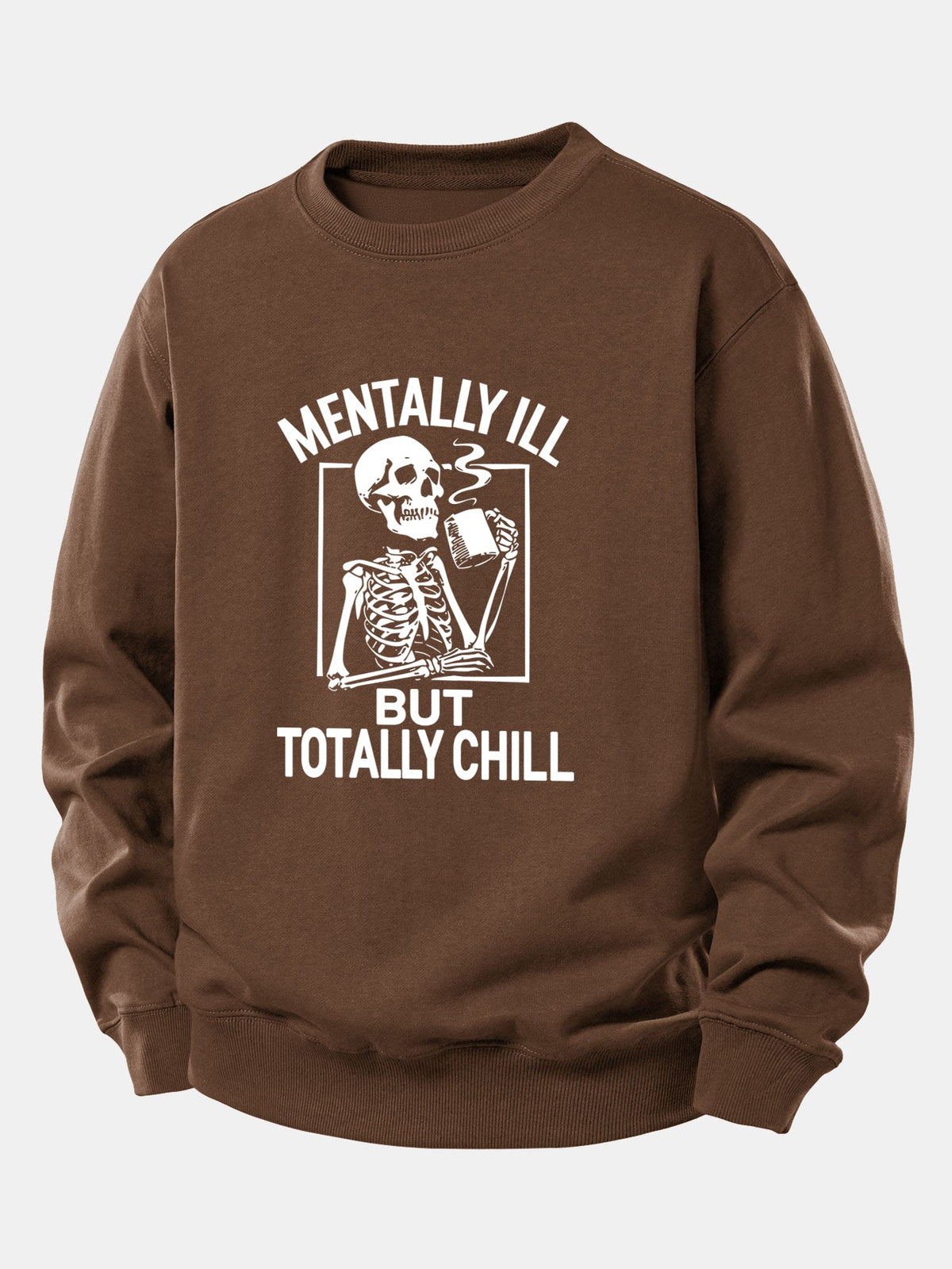 Coffee Skeleton Print Relaxed Sweatshirt