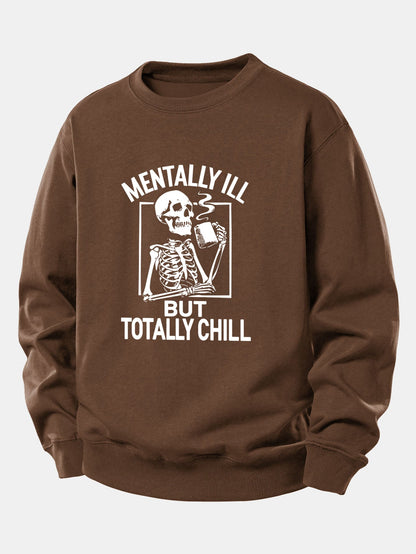 Coffee Skeleton Print Relaxed Sweatshirt