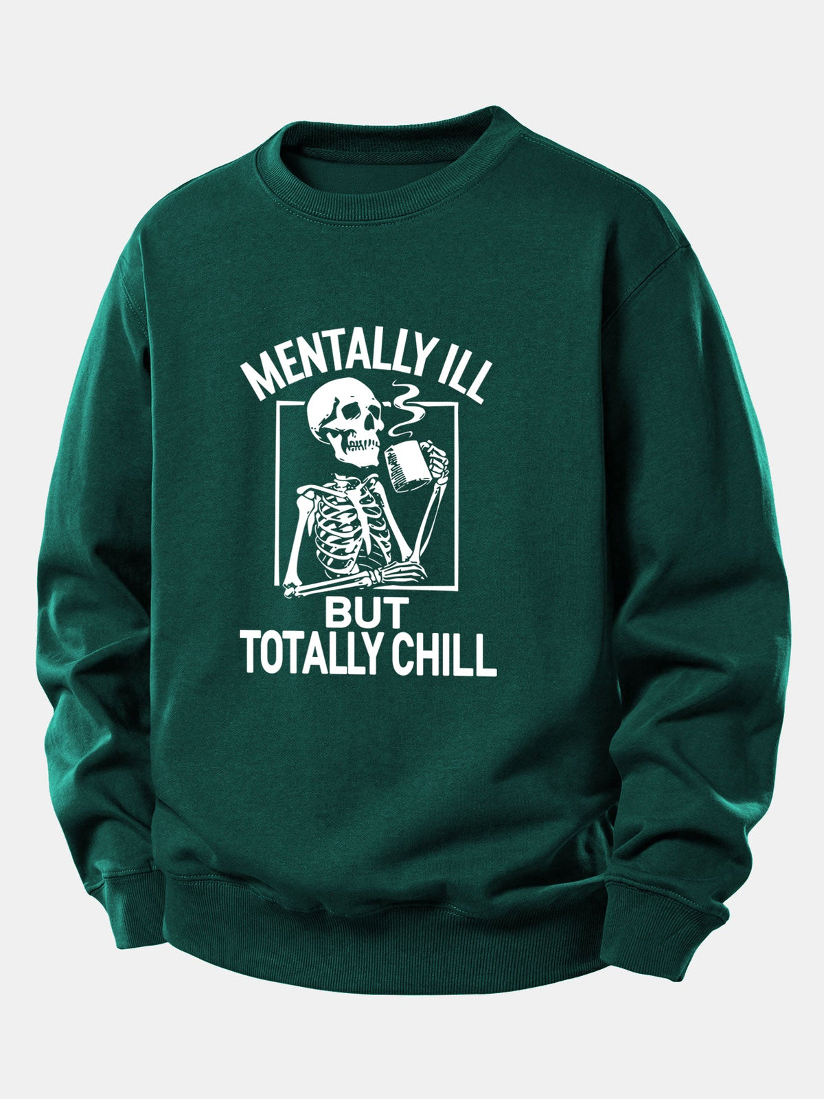 Coffee Skeleton Print Relaxed Sweatshirt