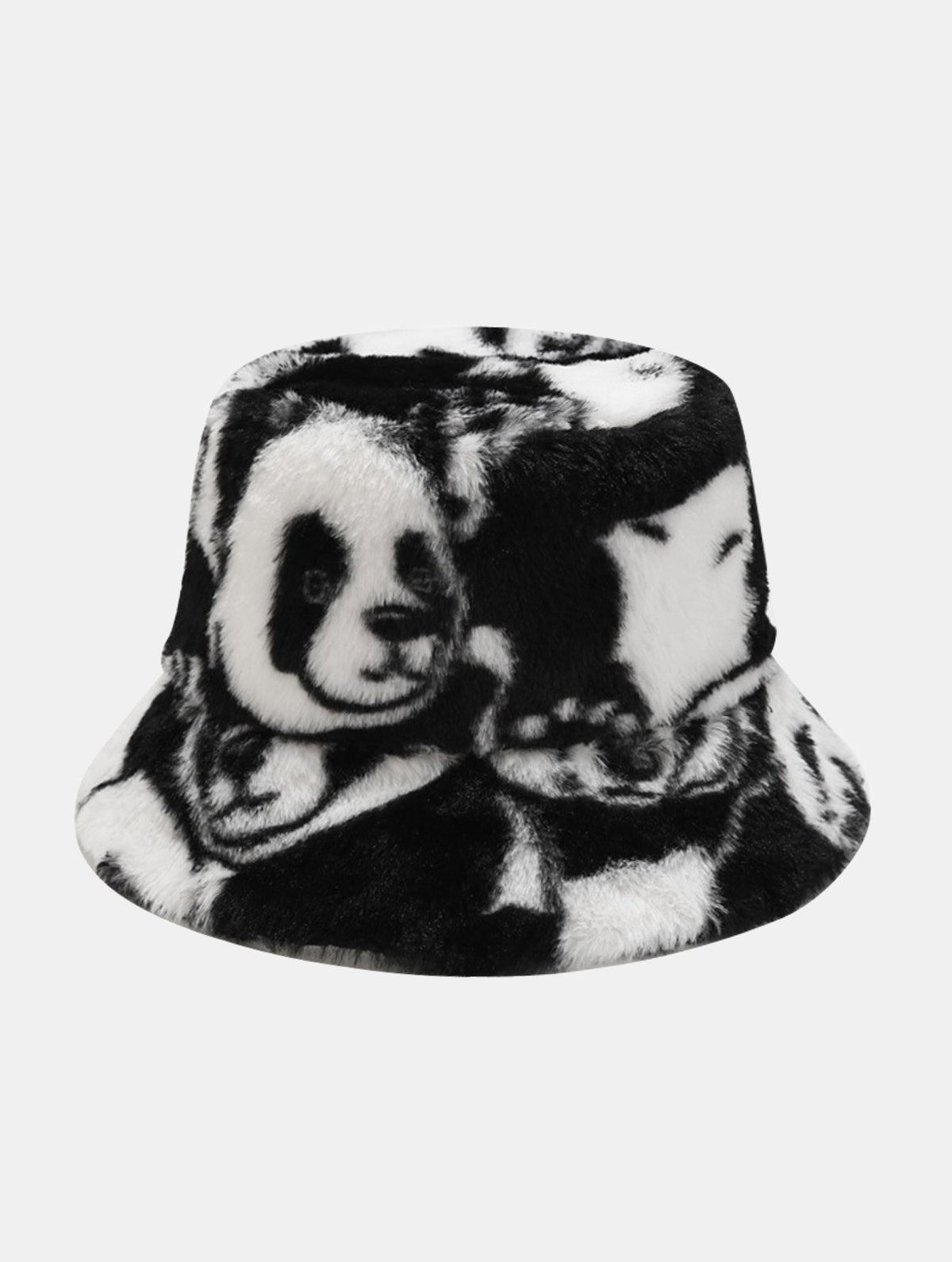 Panda Print Faux Fur Winter Bucket Hat
