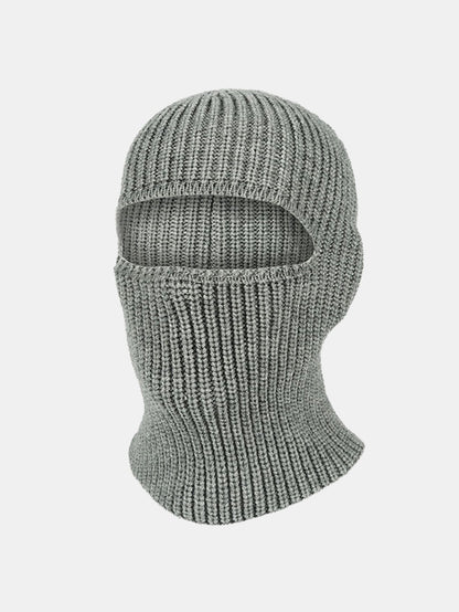 2-in-1 Convertible Ribbed Knit Balaclava Beanie