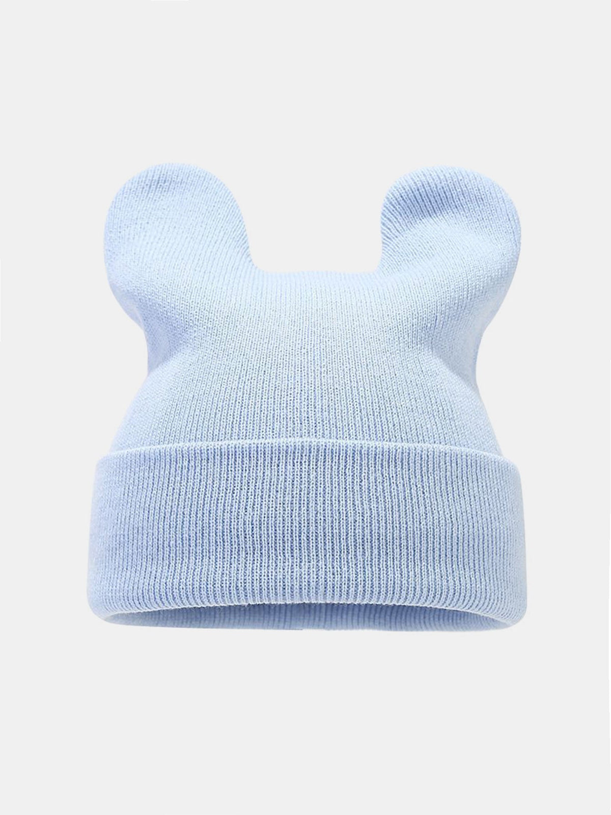 Gorro de malha com orelhas de vaca, gorro de inverno macio e quente com orelhas de animais, punho dobrado e estilo casual streetwear