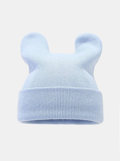 Gorro de malha com orelhas de vaca, gorro de inverno macio e quente com orelhas de animais, punho dobrado e estilo casual streetwear