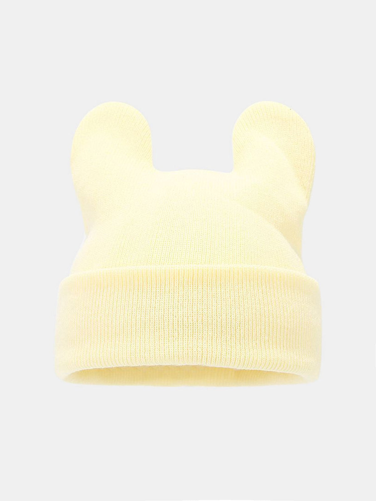 Gorro de malha com orelhas de vaca, gorro de inverno macio e quente com orelhas de animais, punho dobrado e estilo casual streetwear