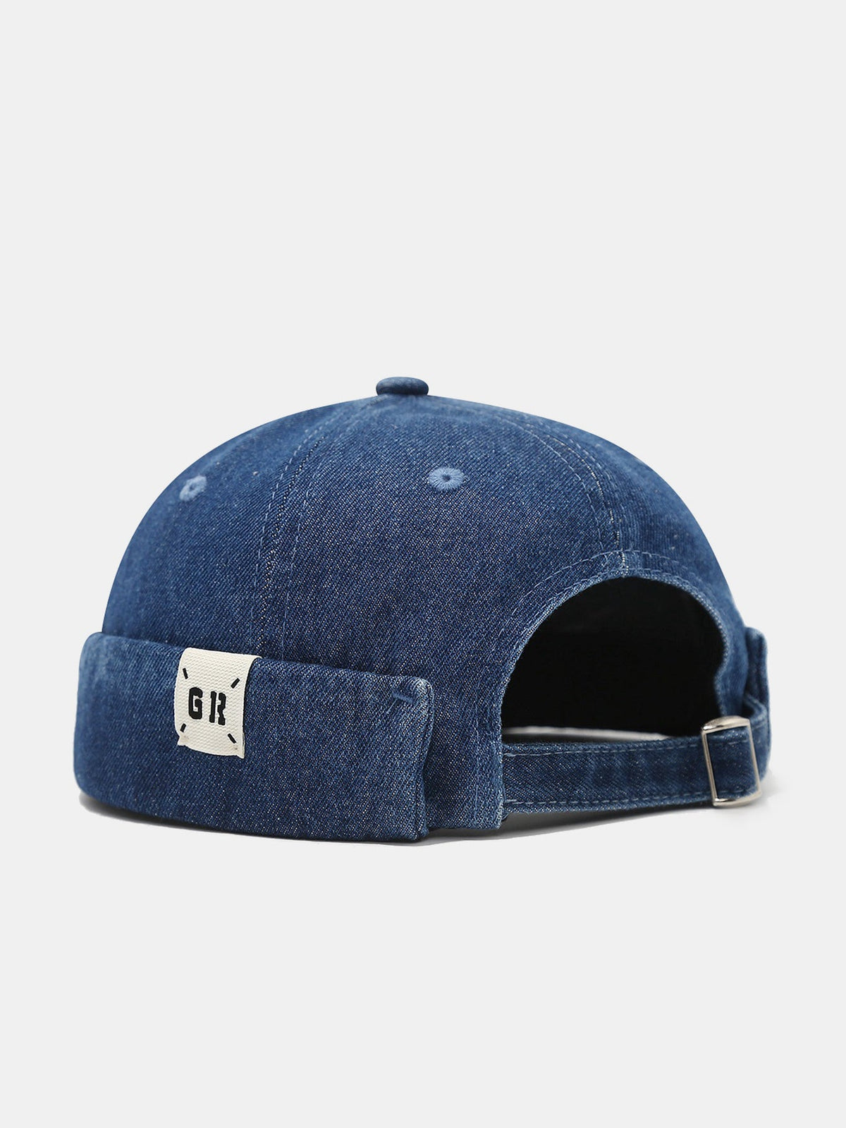 Vintage Washed Denim Cuffed Skull Beanie