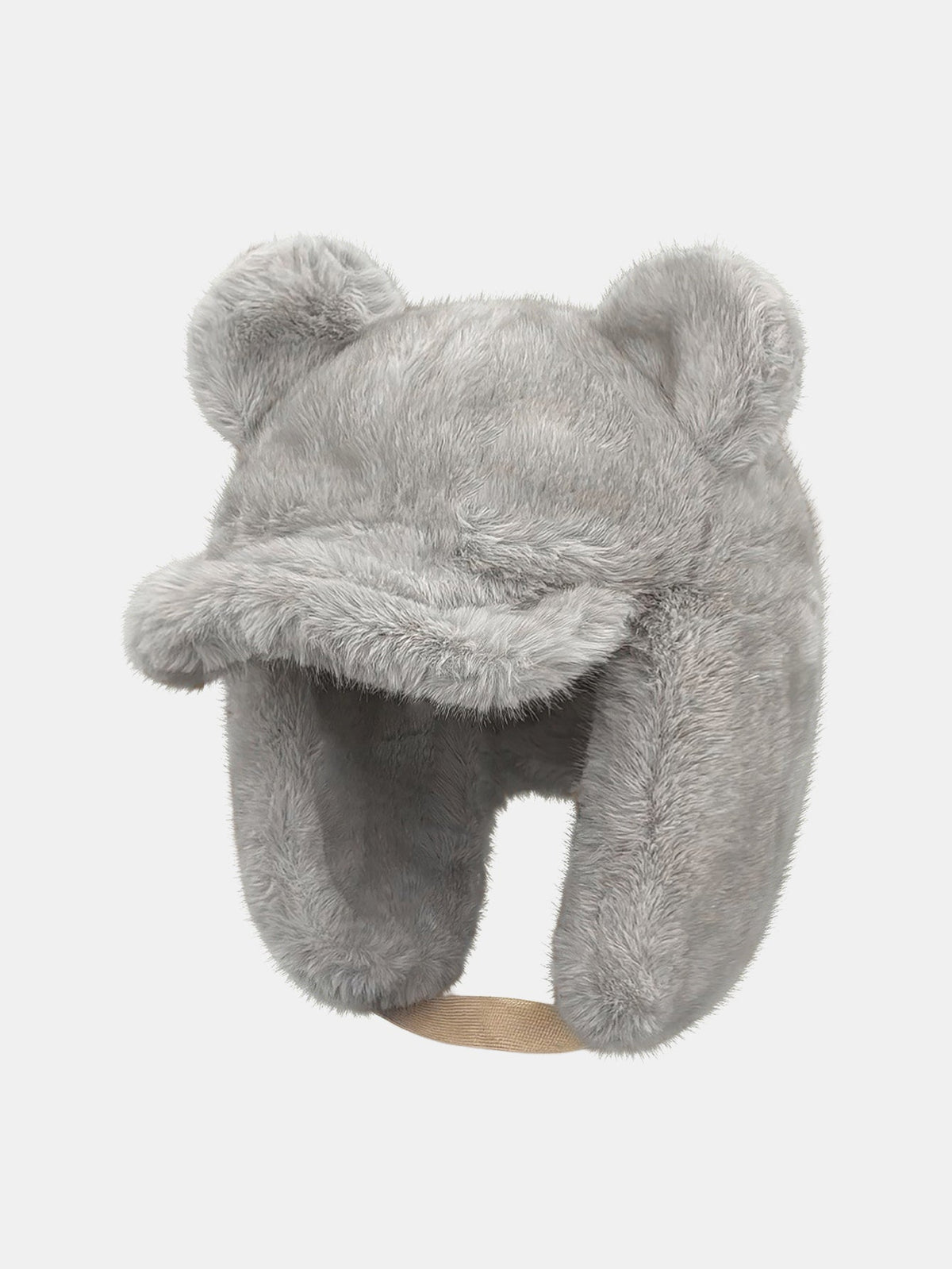 Fluffy Bear Ear Plush-Lined Trapper Hat