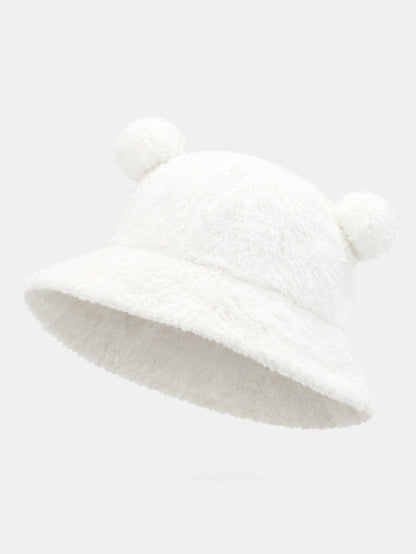 Bear Ear Faux Fur Winter Bucket Hat