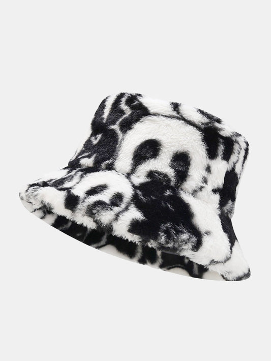 Panda Print Faux Fur Winter Bucket Hat