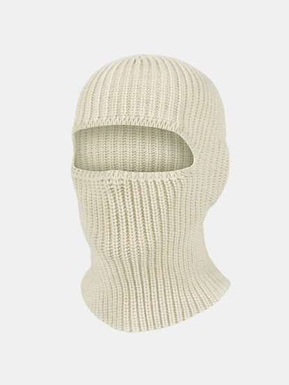 2-in-1 Convertible Ribbed Knit Balaclava Beanie