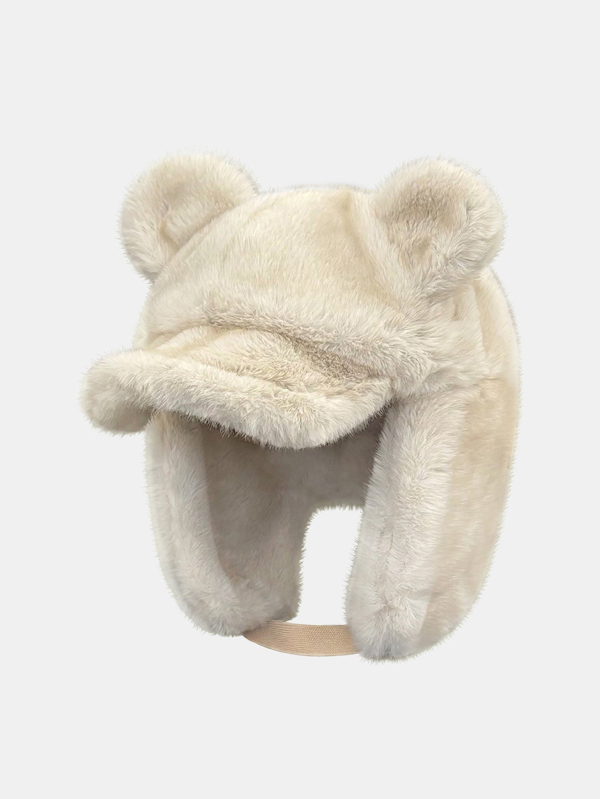 Fluffy Bear Ear Plush-Lined Trapper Hat
