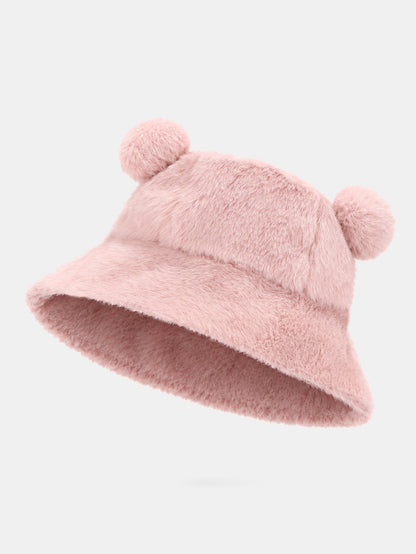 Bear Ear Faux Fur Winter Bucket Hat