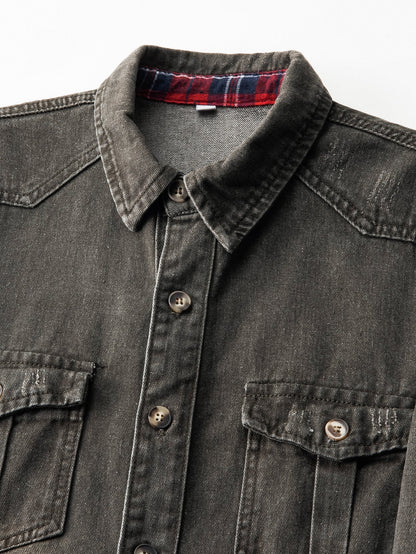 Sobrecamisa utilitária de jeans lavado