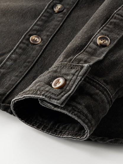 Sobrecamisa utilitária de jeans lavado