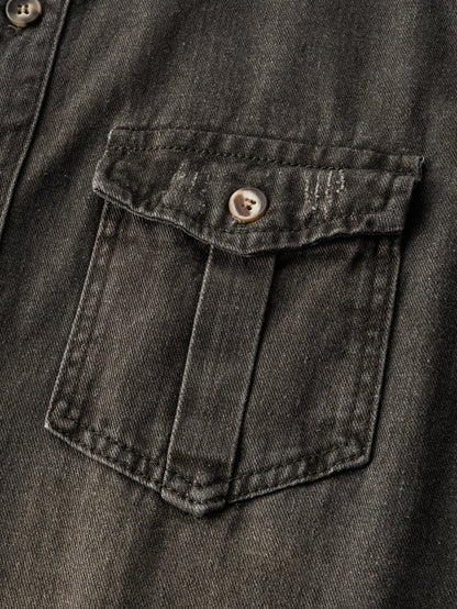 Sobrecamisa utilitária de jeans lavado