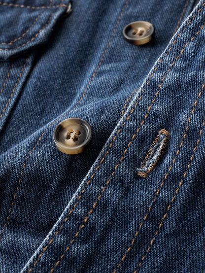 Sobrecamisa utilitária de jeans lavado xadrez contrastante