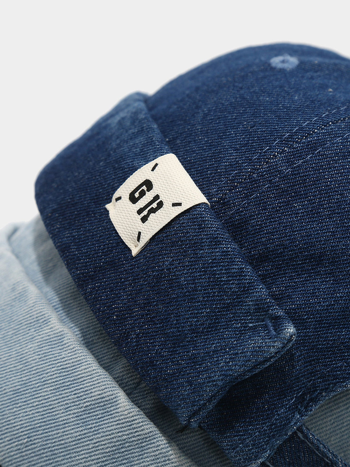 Vintage Washed Denim Cuffed Skull Beanie