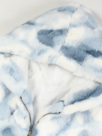 Camo Faux Fur Hooded Gilet
