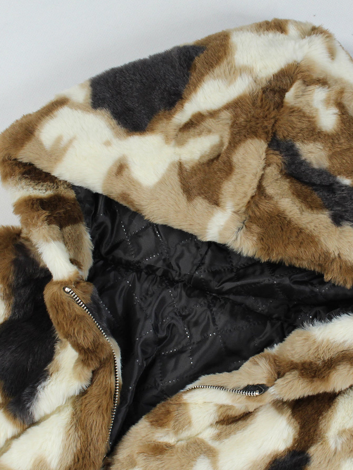 Camo Faux Fur Hooded Gilet
