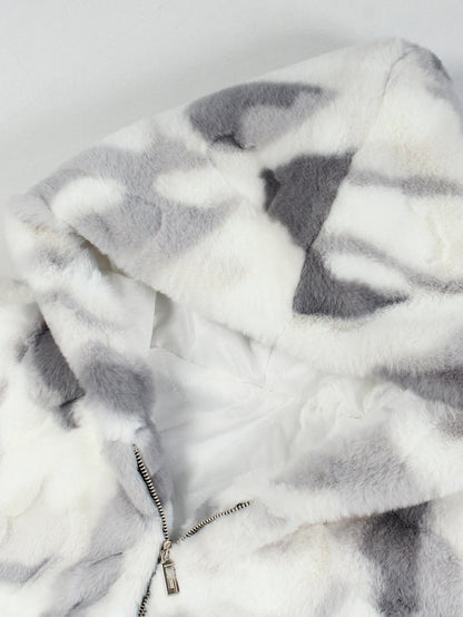 Camo Faux Fur Hooded Gilet