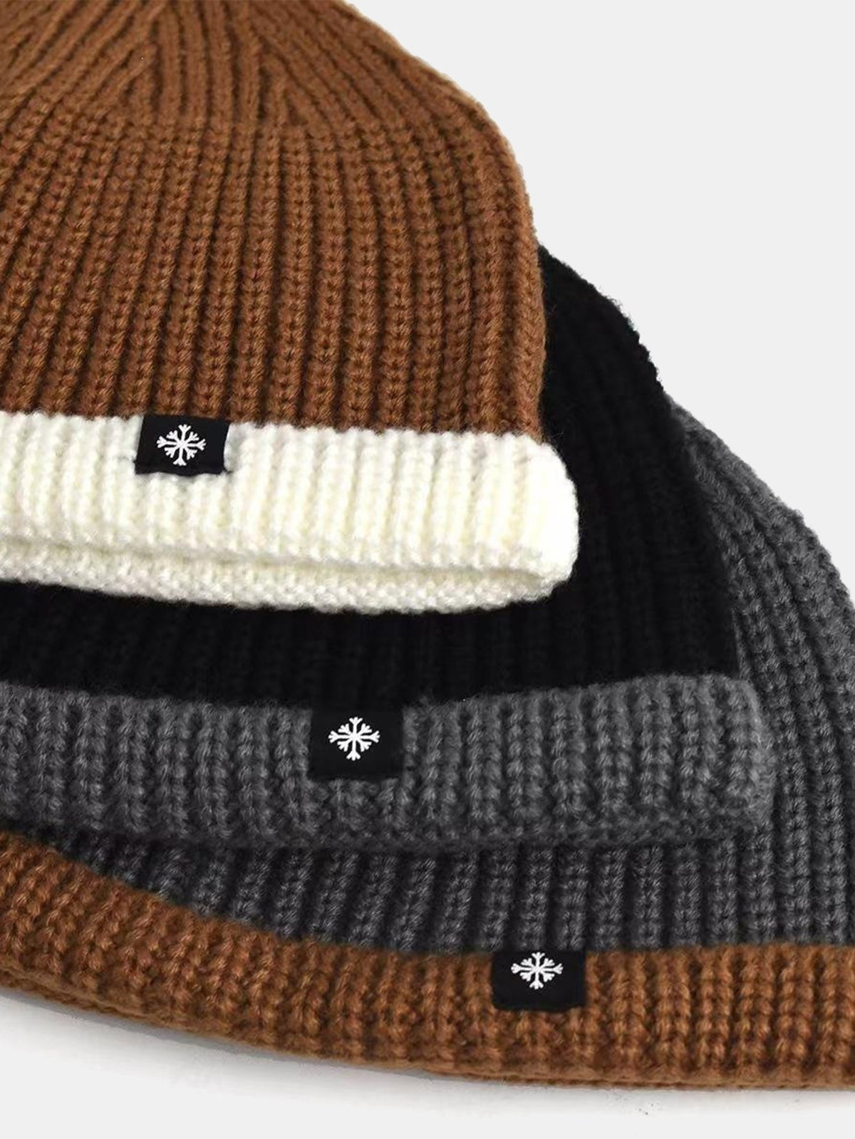Colour Block Knit Cuffed Skull Cap Beanie