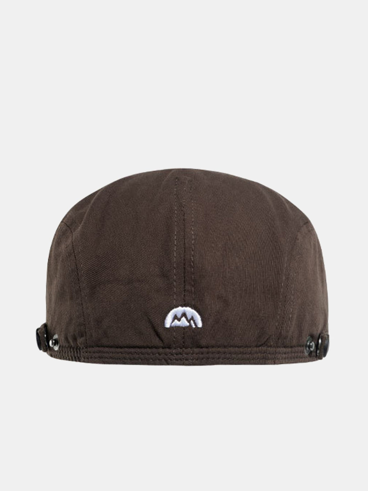 Boné estilo Gatsby plano ajustável com botão de pressão traseiro e logo de montanha bordado