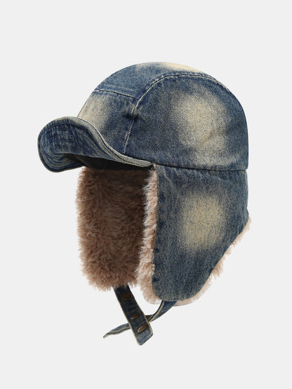Washed Denim Wool-Lined Hunter Hat